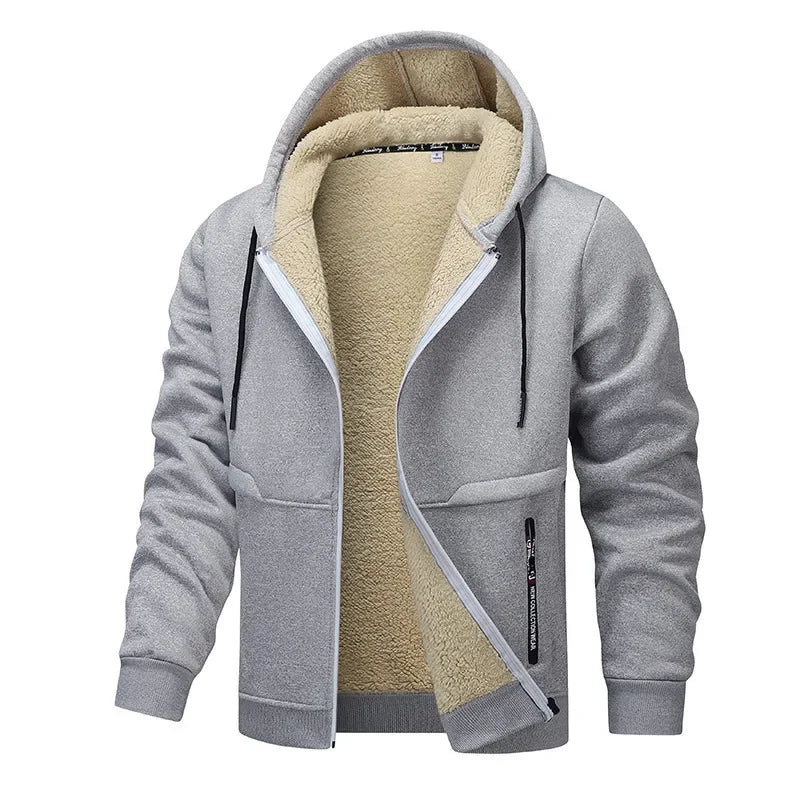 Mens hoodies with zip up front and sherpa lined hood