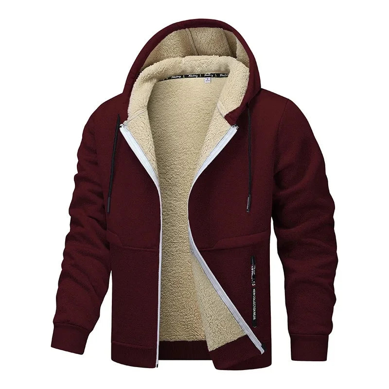 Mens hoodies with zip up front and sherpa lined hood