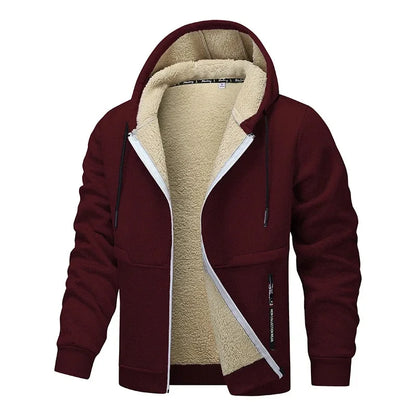 Mens hoodies with zip up front and sherpa lined hood
