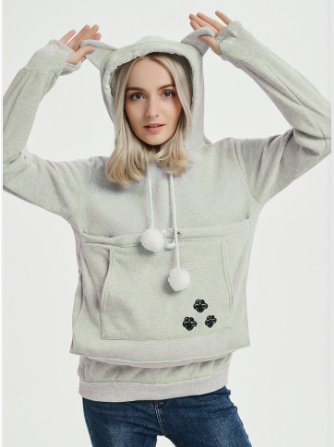 Pet pouch hoodies for women with kangaroo pocket and drawstring hood