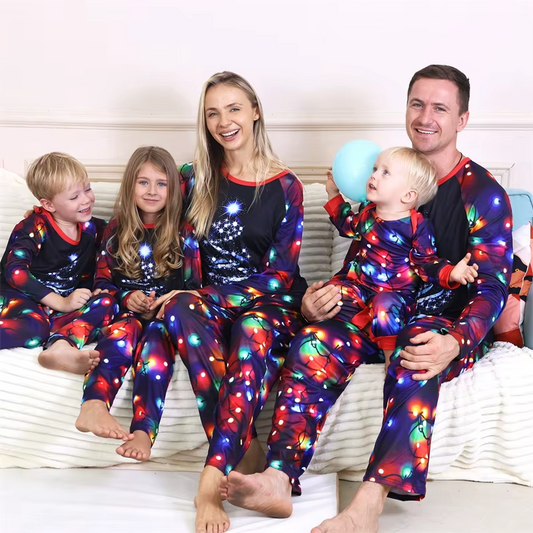 Christmas pajamas family matching set with long sleeve top and pants