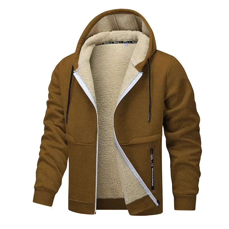 Mens hoodies with zip up front and sherpa lined hood