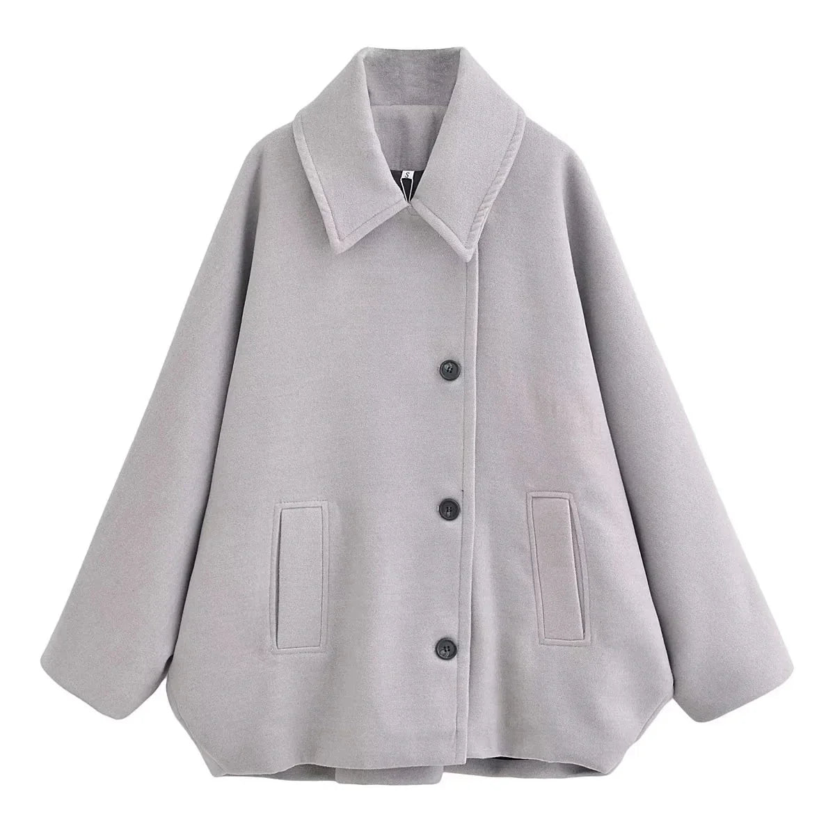 Single breasted coat for women with turn-down collar and pockets