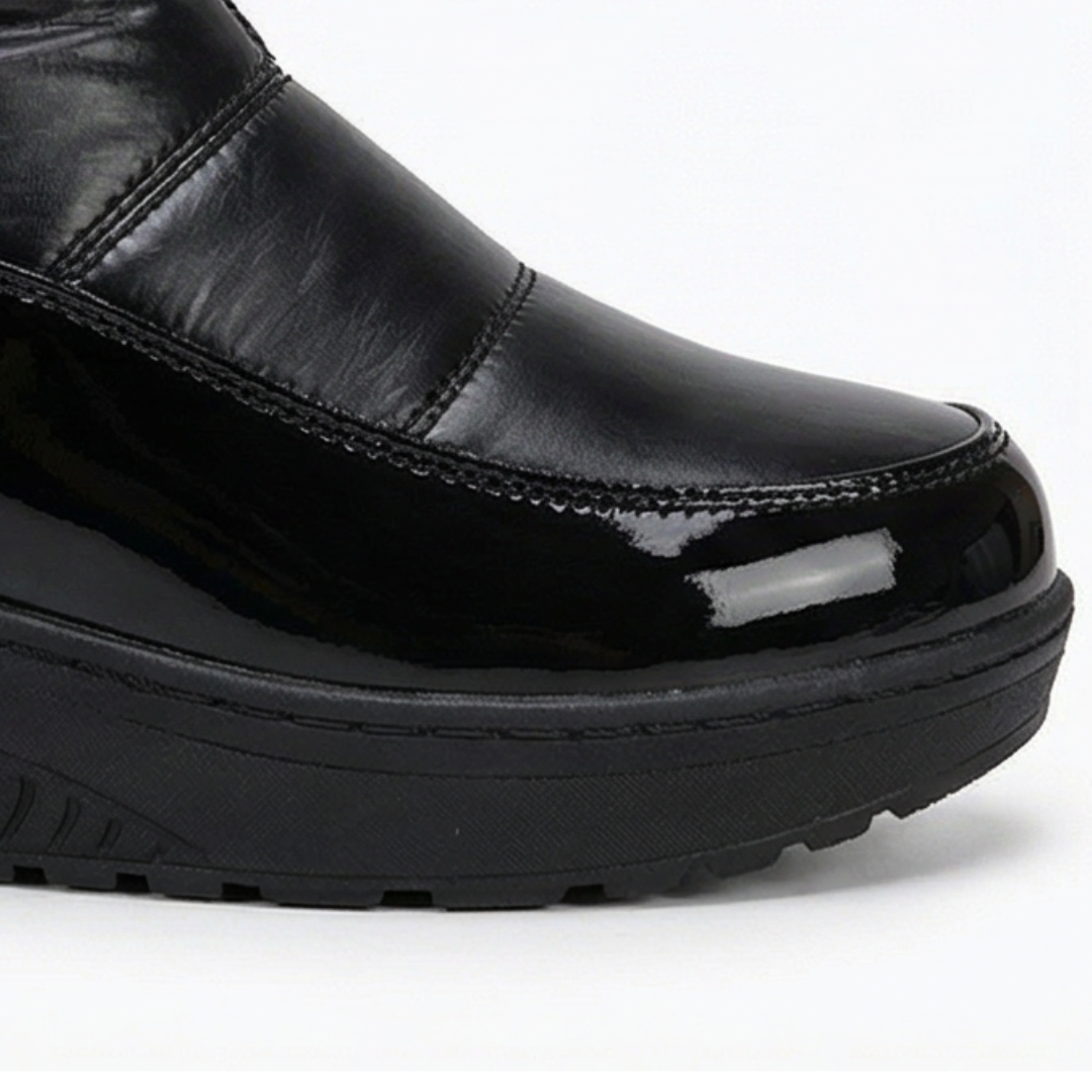 Women's winter boots, over the knee quilted puffer with wedge sole