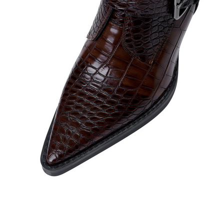 Chelsea boots for women with block heel and buckle straps