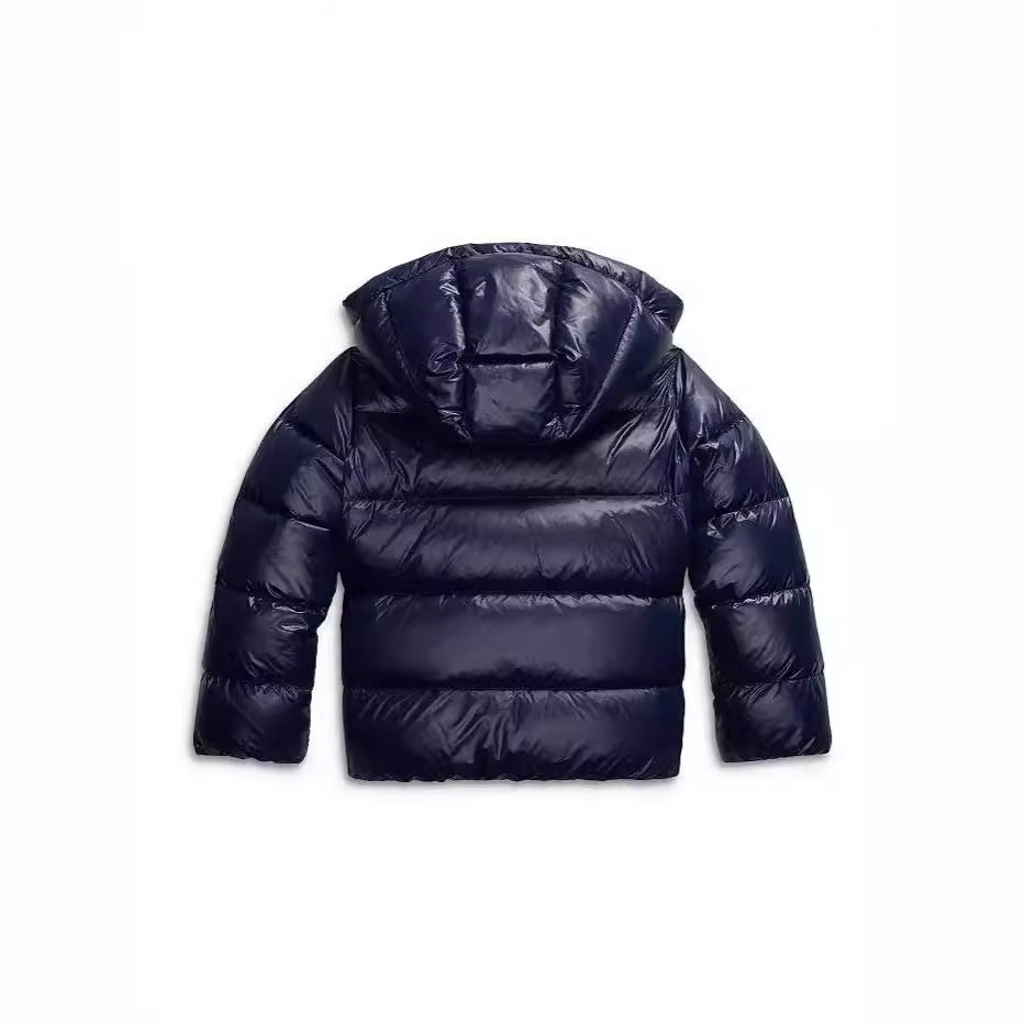 Womens puffer jacket with hood, full zip and side pockets