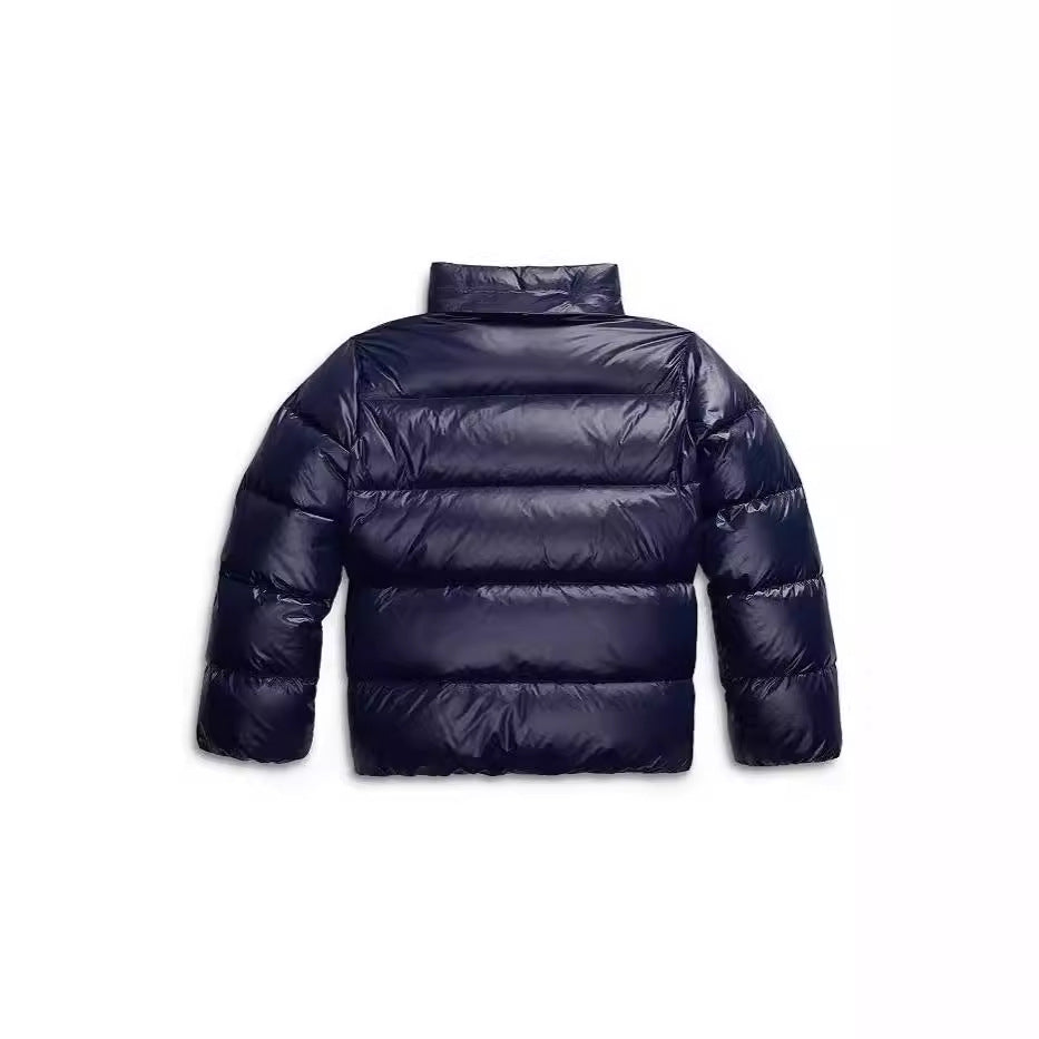 Womens puffer jacket with hood, full zip and side pockets