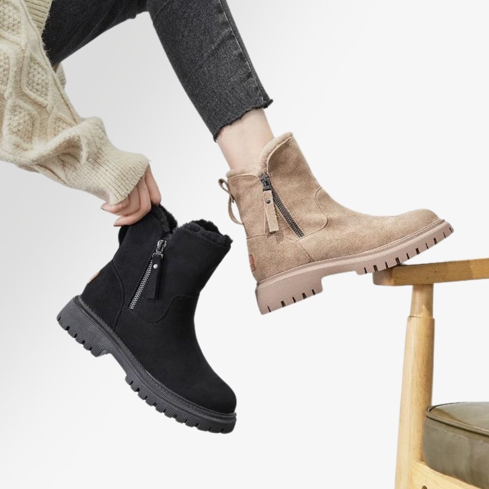 Women's winter boots with side zip and chunky platform sole