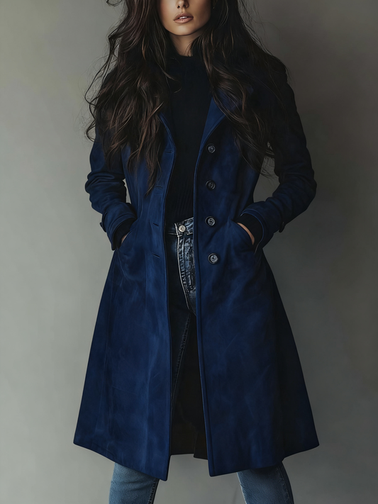 Single breasted trench coat for women with notch collar and pockets