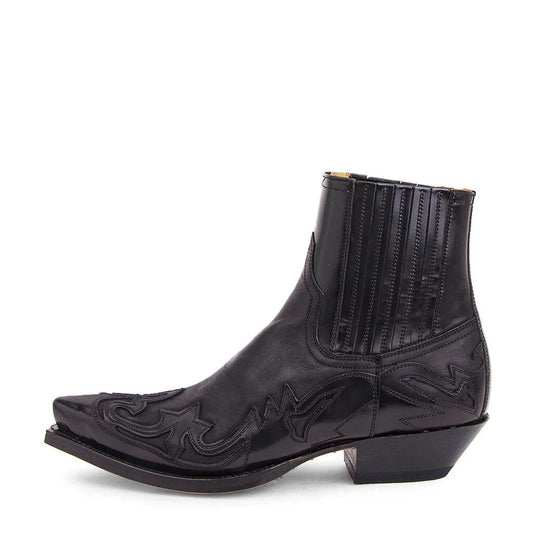 Ankle cowboy boots for men with pointed toe and block heel