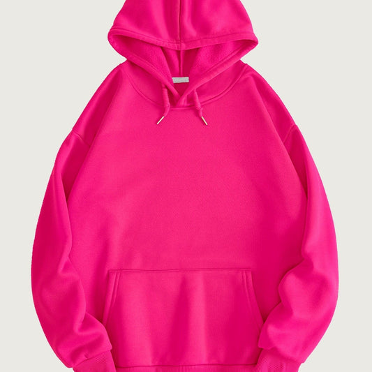Drop shoulder hoodies for women with kangaroo pocket