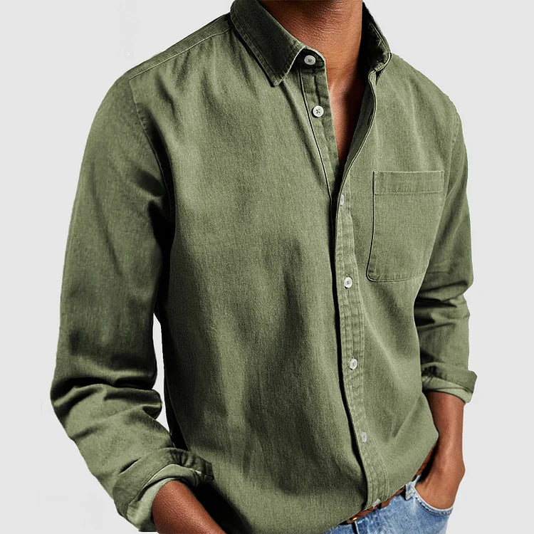 Button down shirts for men with chest pocket and long sleeves
