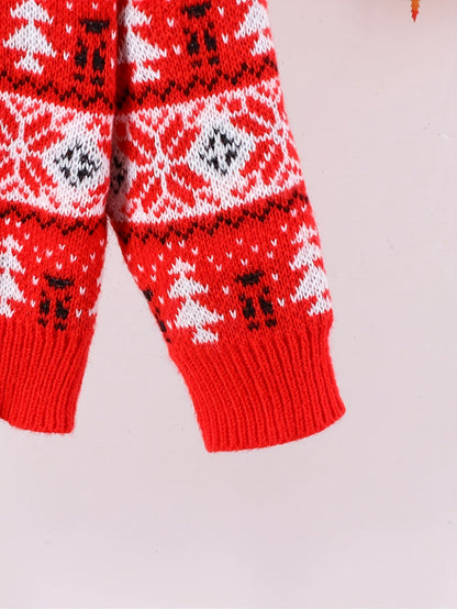 Womens christmas sweater with crew neck and reindeer pattern