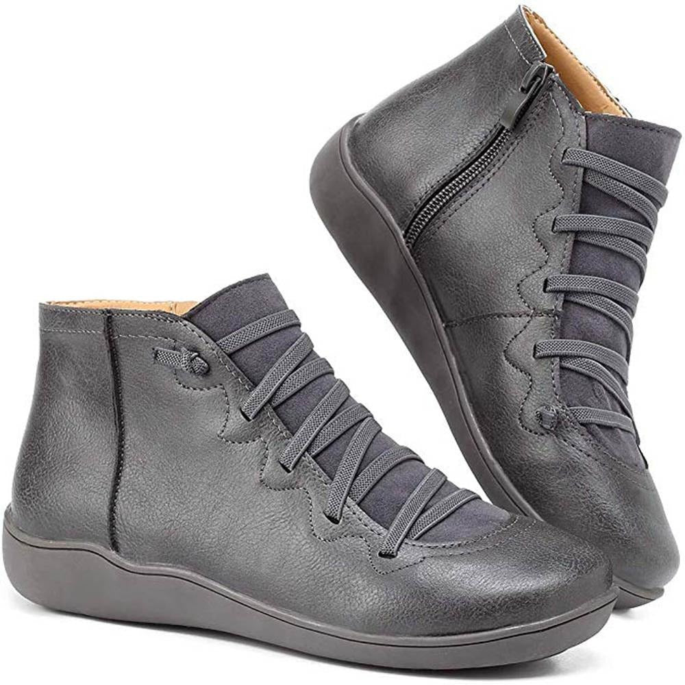 Chelsea boots for women with side zip and lace up front, flat sole
