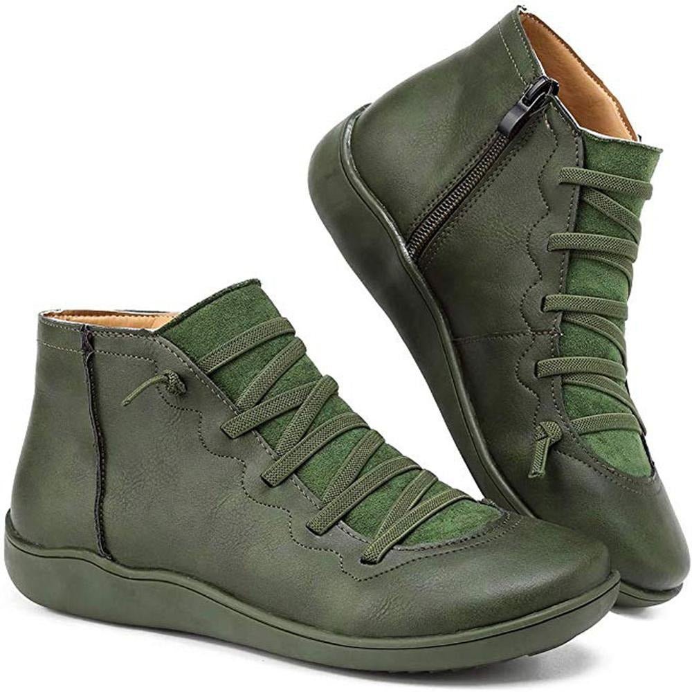 Chelsea boots for women with side zip and lace up front, flat sole