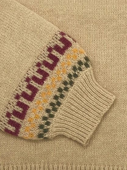 Women's sweaters with Fair Isle pattern and mock neck, long sleeve