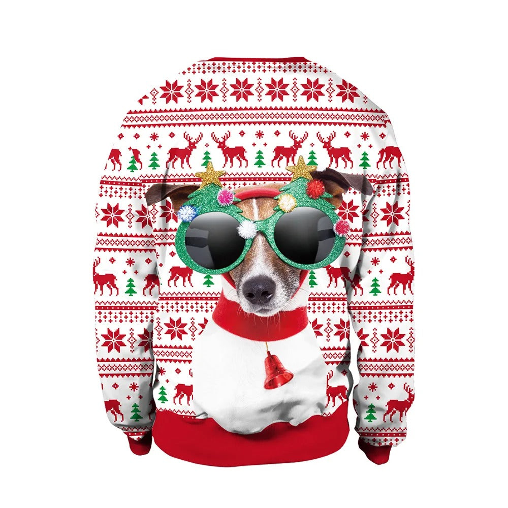Ugly christmas sweater for men with crew neck and festive print