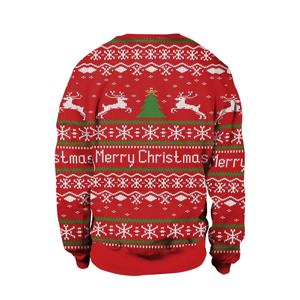 Ugly christmas sweater for men with crew neck and festive print