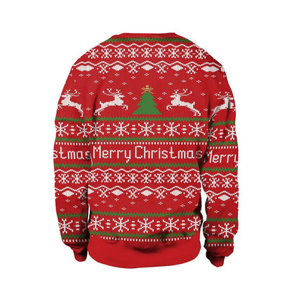 Ugly christmas sweater for men with crew neck and festive print
