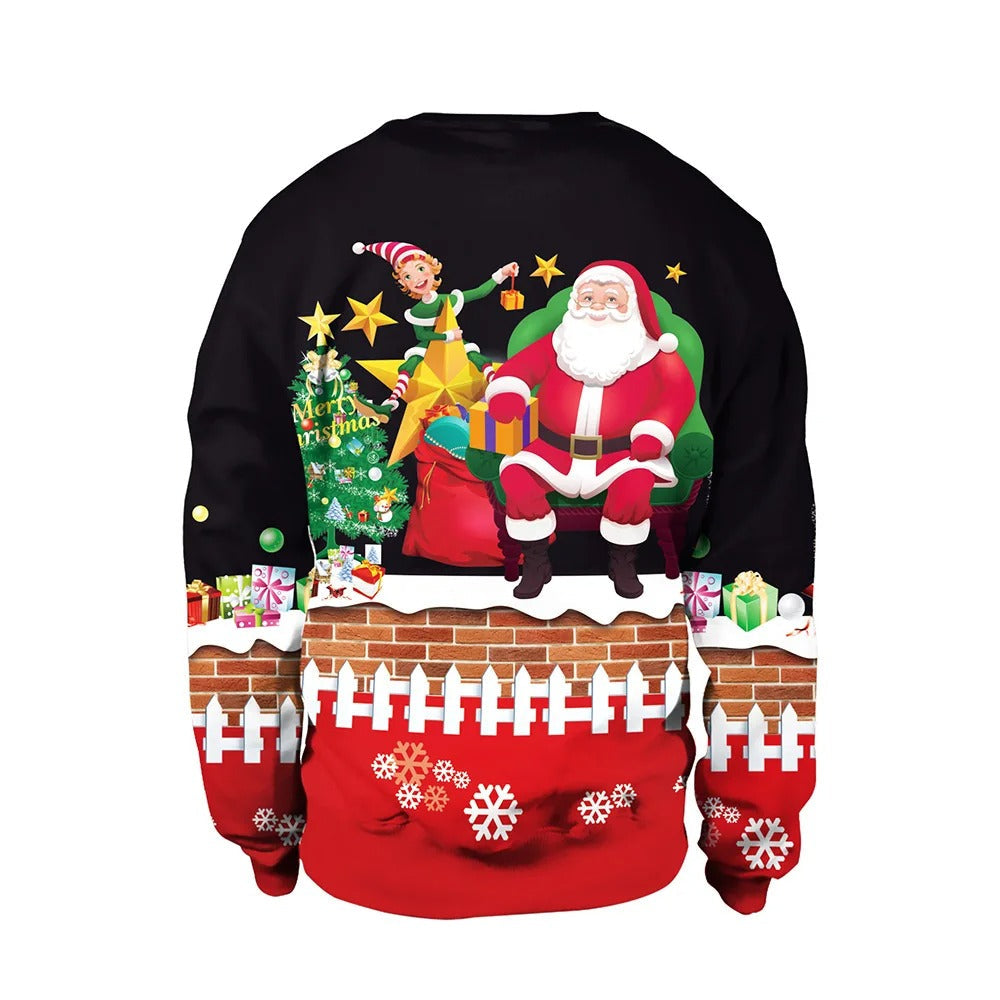 Ugly christmas sweater for men with crew neck and festive print