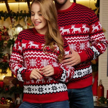 Womens Christmas sweater with ribbed cuffs and hem, relaxed fit pullover