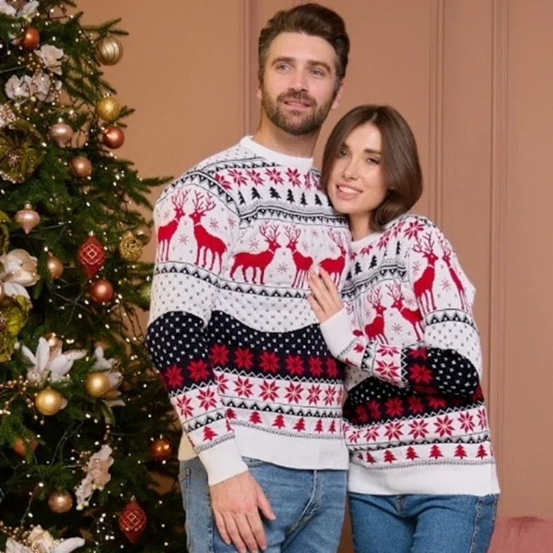 Womens Christmas sweater with ribbed cuffs and hem, relaxed fit pullover