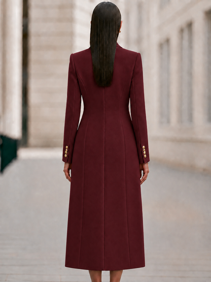 Double breasted coat and turtleneck midi dress set for women