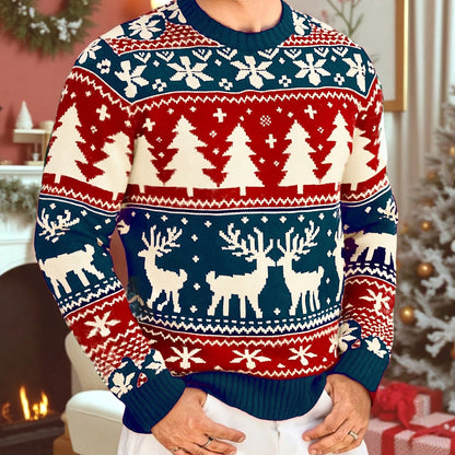 Men's ugly christmas sweater with crew neck and reindeer pattern