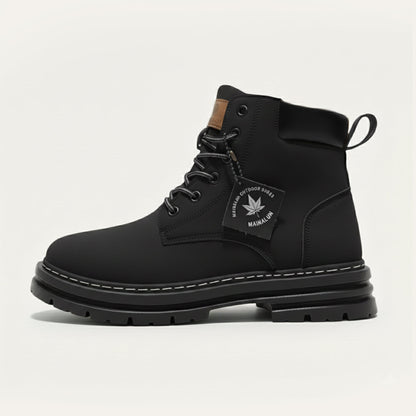 Men's boots with chunky lug sole, lace up ankle work boots
