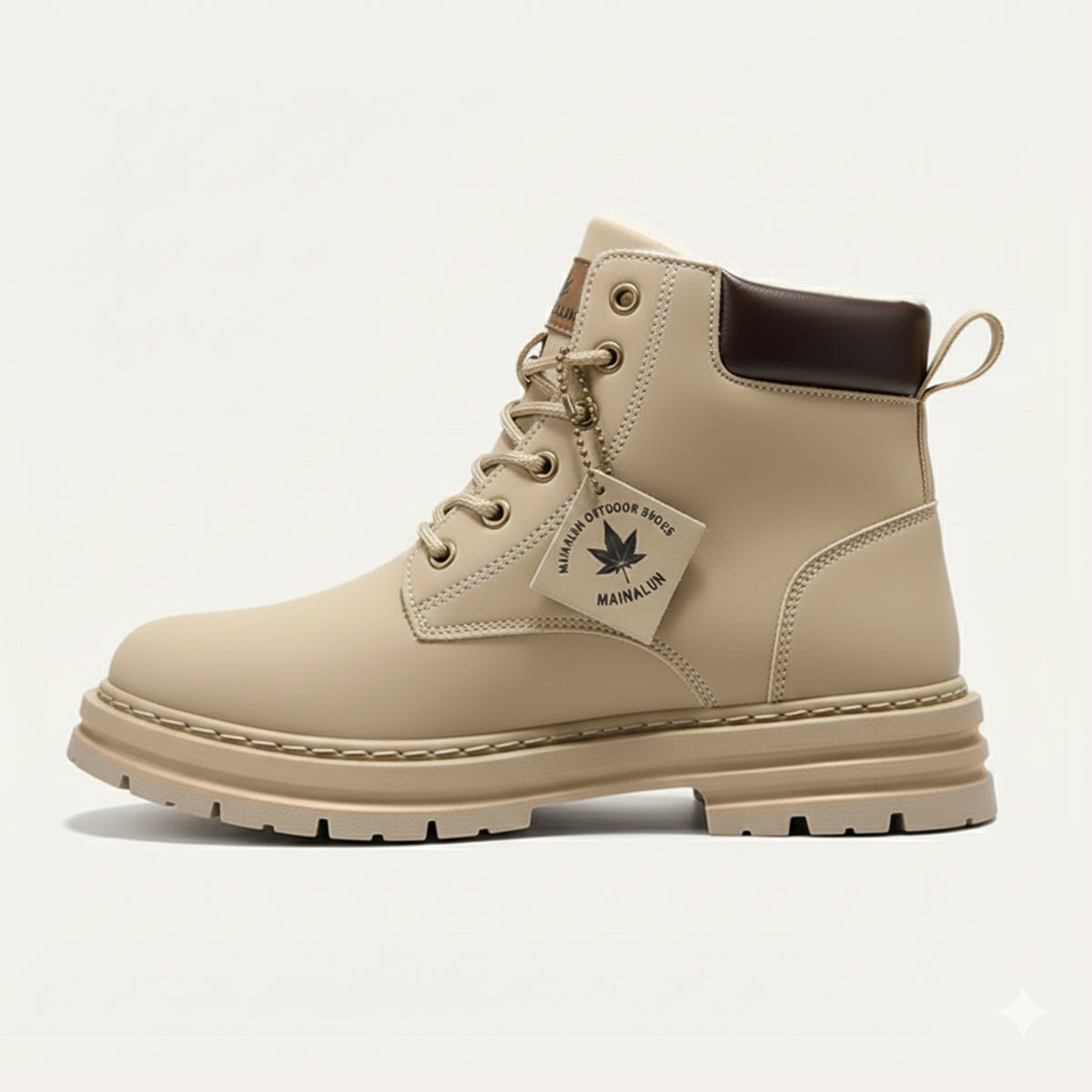Men's boots with chunky lug sole, lace up ankle work boots