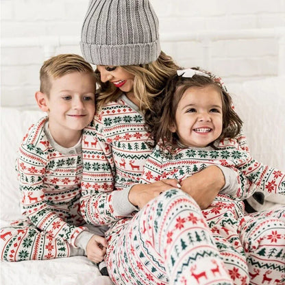 Christmas pajamas matching family set with reindeer print