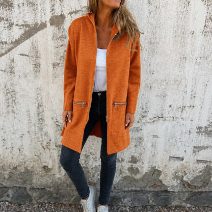 Longline zip up hoodies for women with zip pockets and side slits