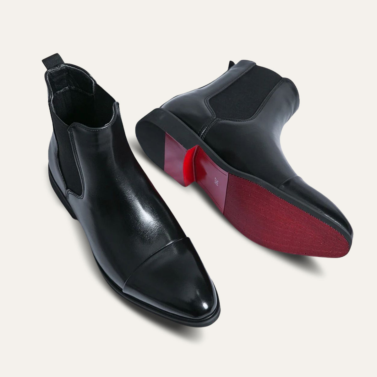 Chelsea boots for men with cap toe and pull tab, slip on ankle boots