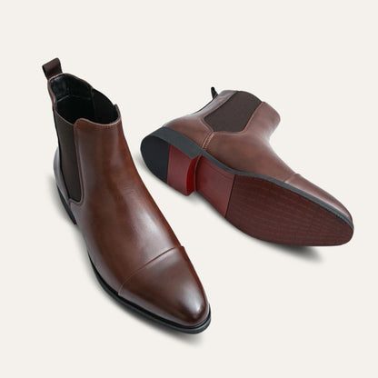 Chelsea boots for men with cap toe and pull tab, slip on ankle boots
