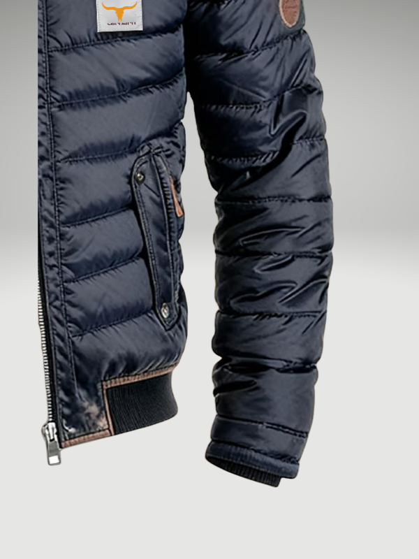 Puffer jacket for men with stand collar and chest flap pockets