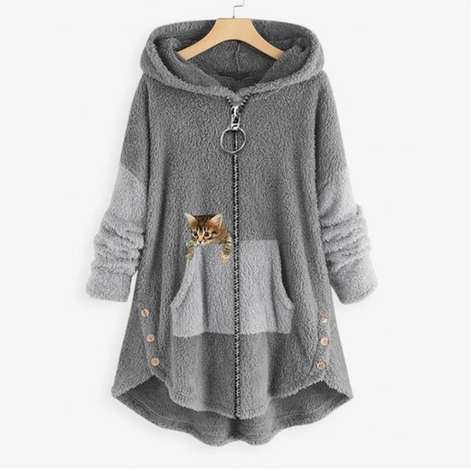 Hoodies for women with kangaroo pocket and side button detail