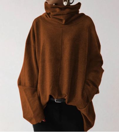 Women's sweaters oversized turtleneck with drop shoulder and long sleeves