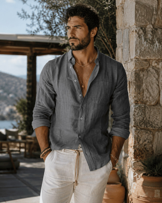 Button down shirts for men with long sleeves and relaxed fit