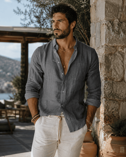 Button down shirts for men with long sleeves and relaxed fit