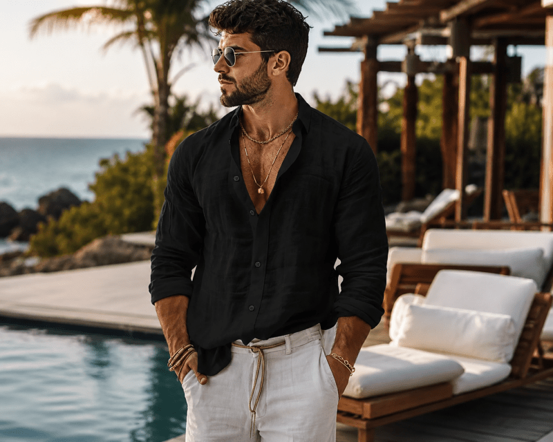 Button down shirts for men with long sleeves and relaxed fit