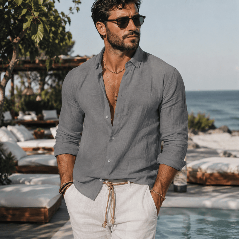 Button down shirts for men with long sleeves and relaxed fit