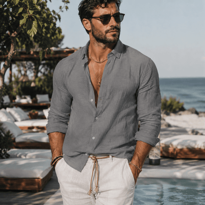 Button down shirts for men with long sleeves and relaxed fit