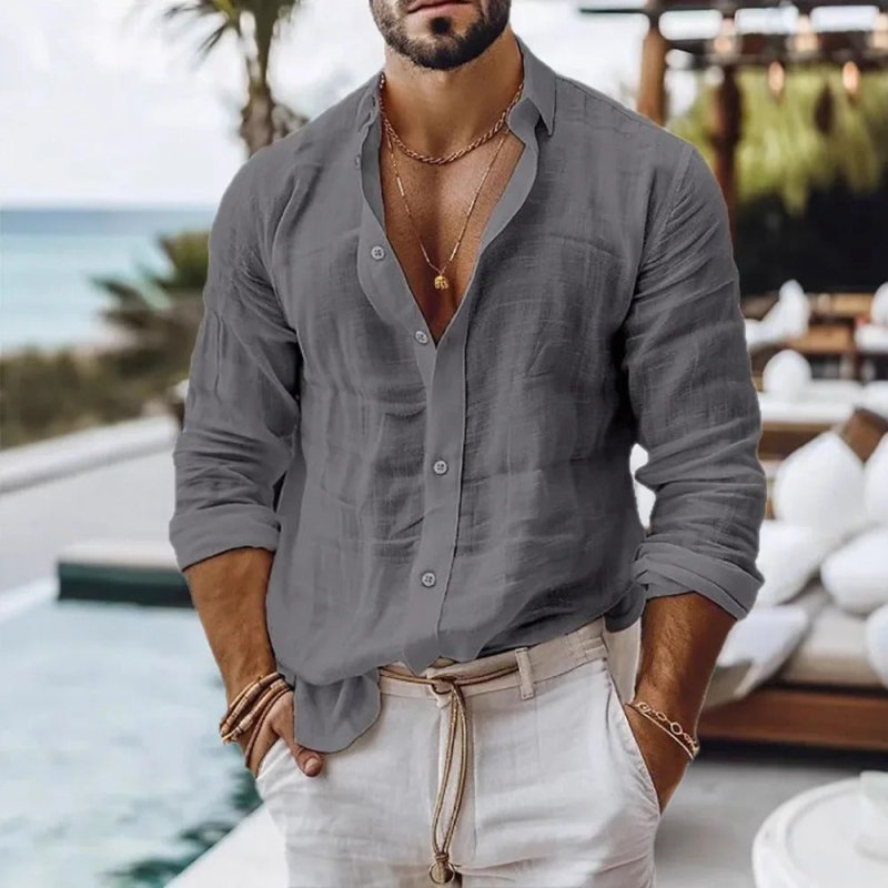 Button down shirts for men with long sleeves and relaxed fit