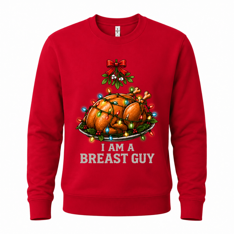 Ugly Christmas sweater crew neck with funny turkey graphic