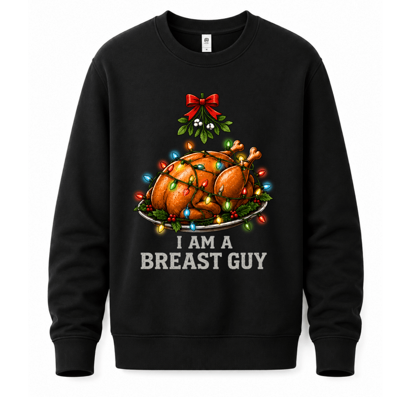 Ugly Christmas sweater crew neck with funny turkey graphic