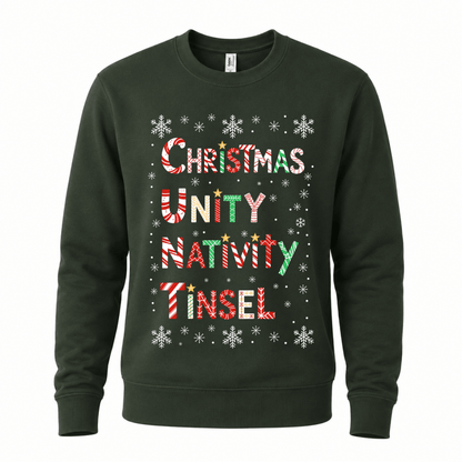 Ugly Christmas sweater crewneck sweatshirt with candy cane print
