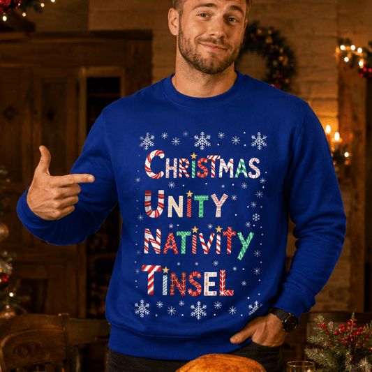 Ugly Christmas sweater crewneck sweatshirt with candy cane print