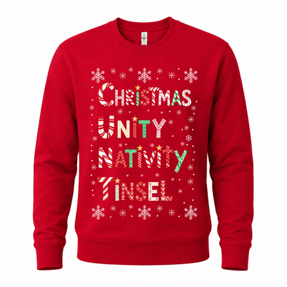 Ugly Christmas sweater crewneck sweatshirt with candy cane print