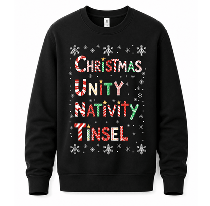 Ugly Christmas sweater crewneck sweatshirt with candy cane print