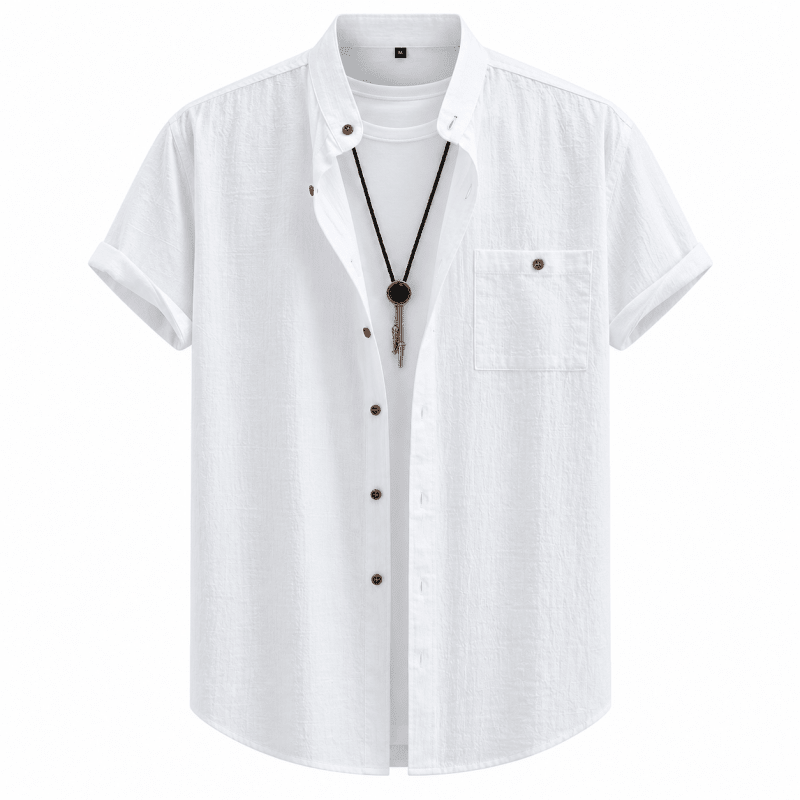 Short sleeve button up shirts for men with chest pocket